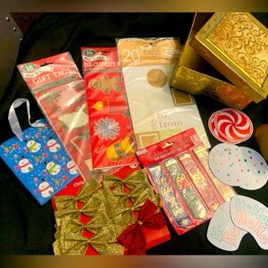 Christmas tags and bows.